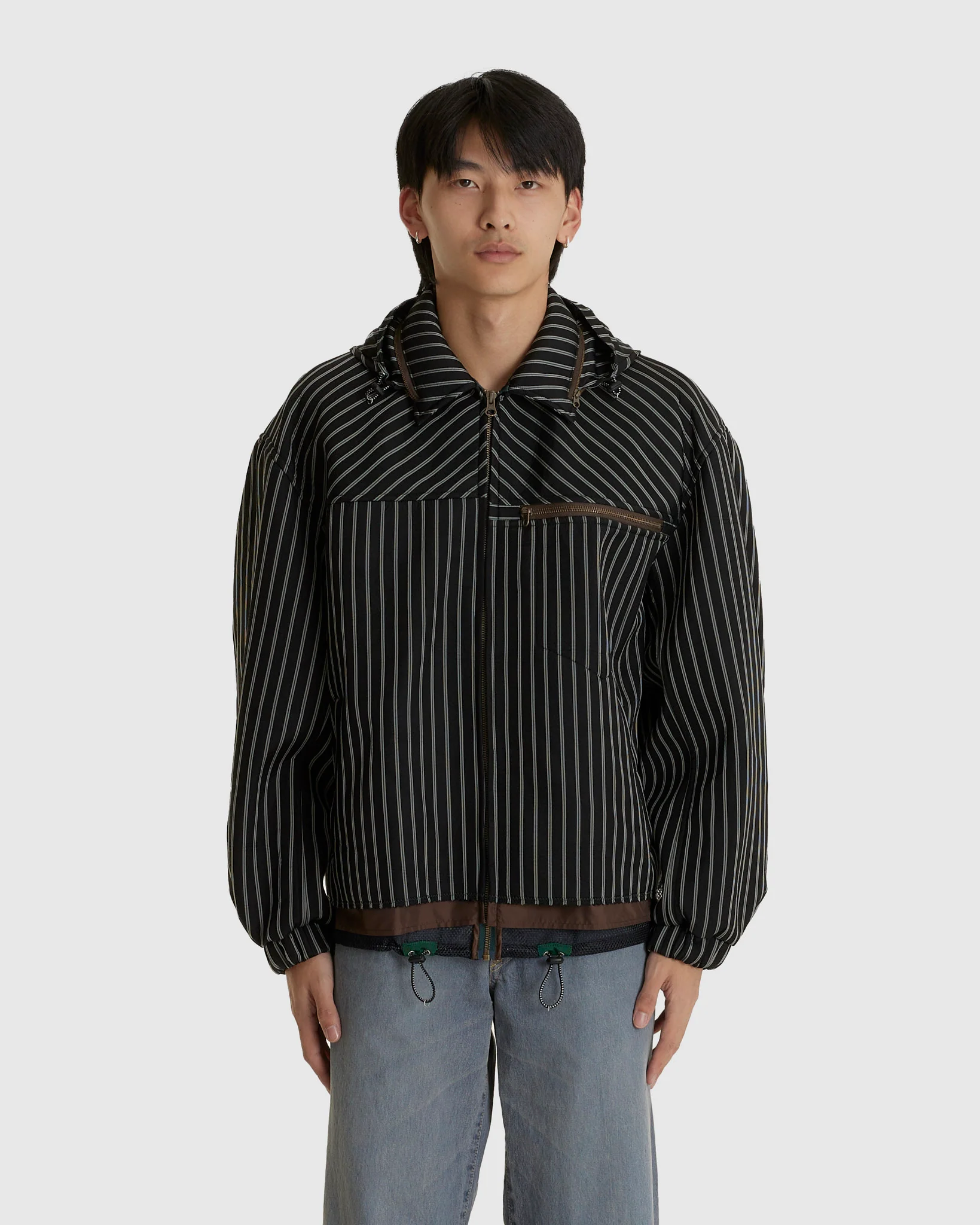 Stripe Hooded Padded jacket