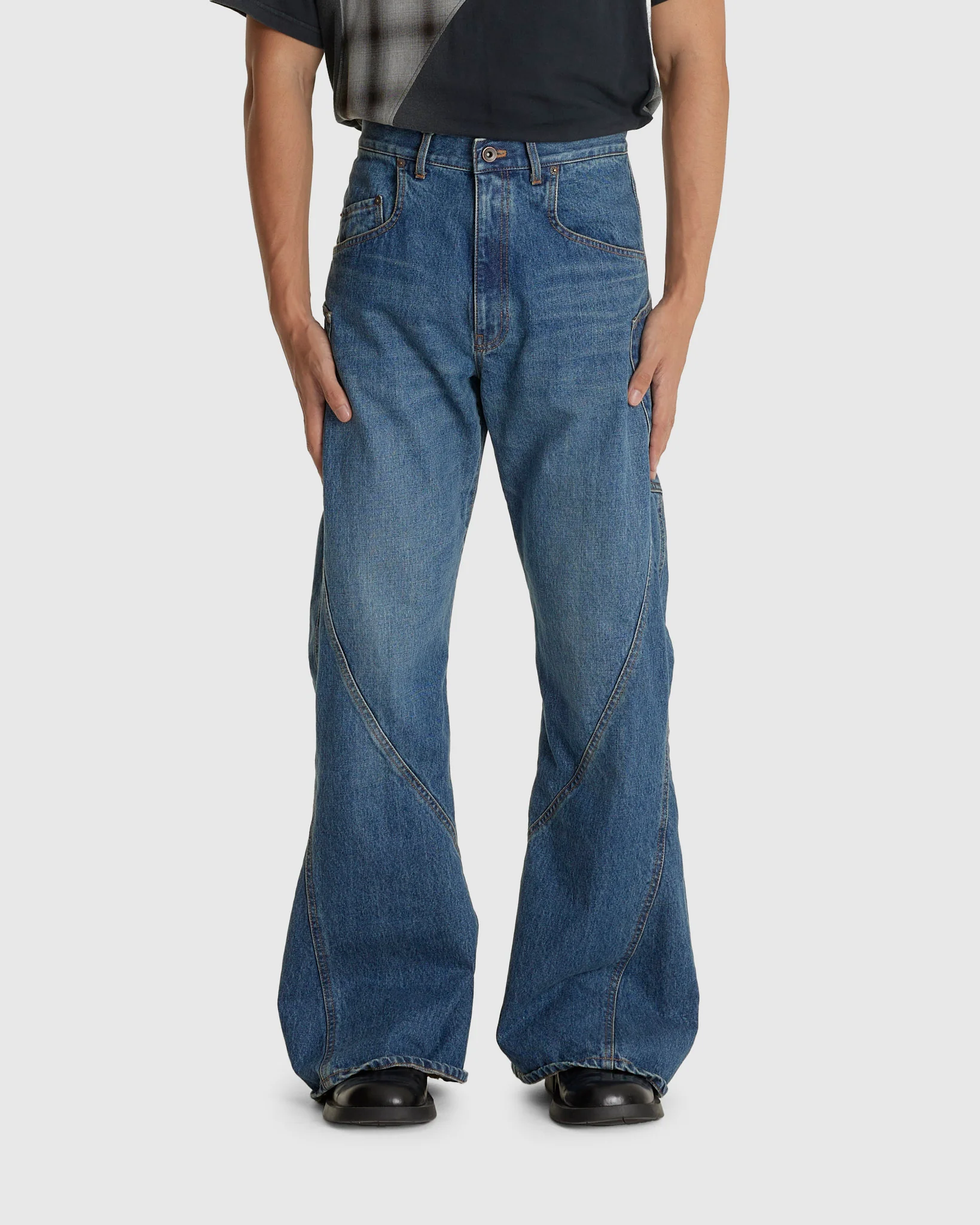 3D Cutting Denim Pants