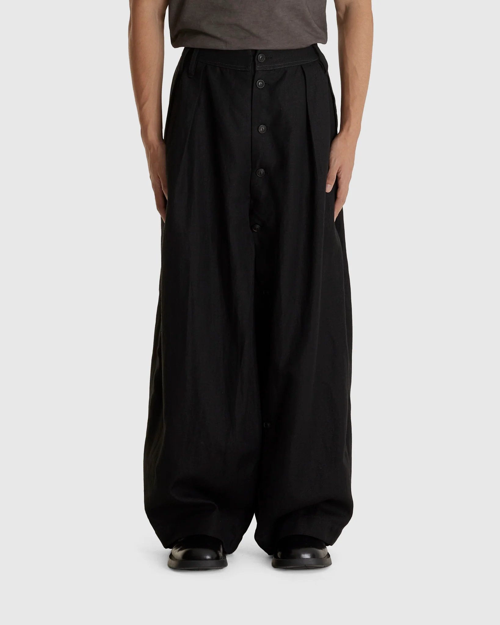 Button Draft Pants Black