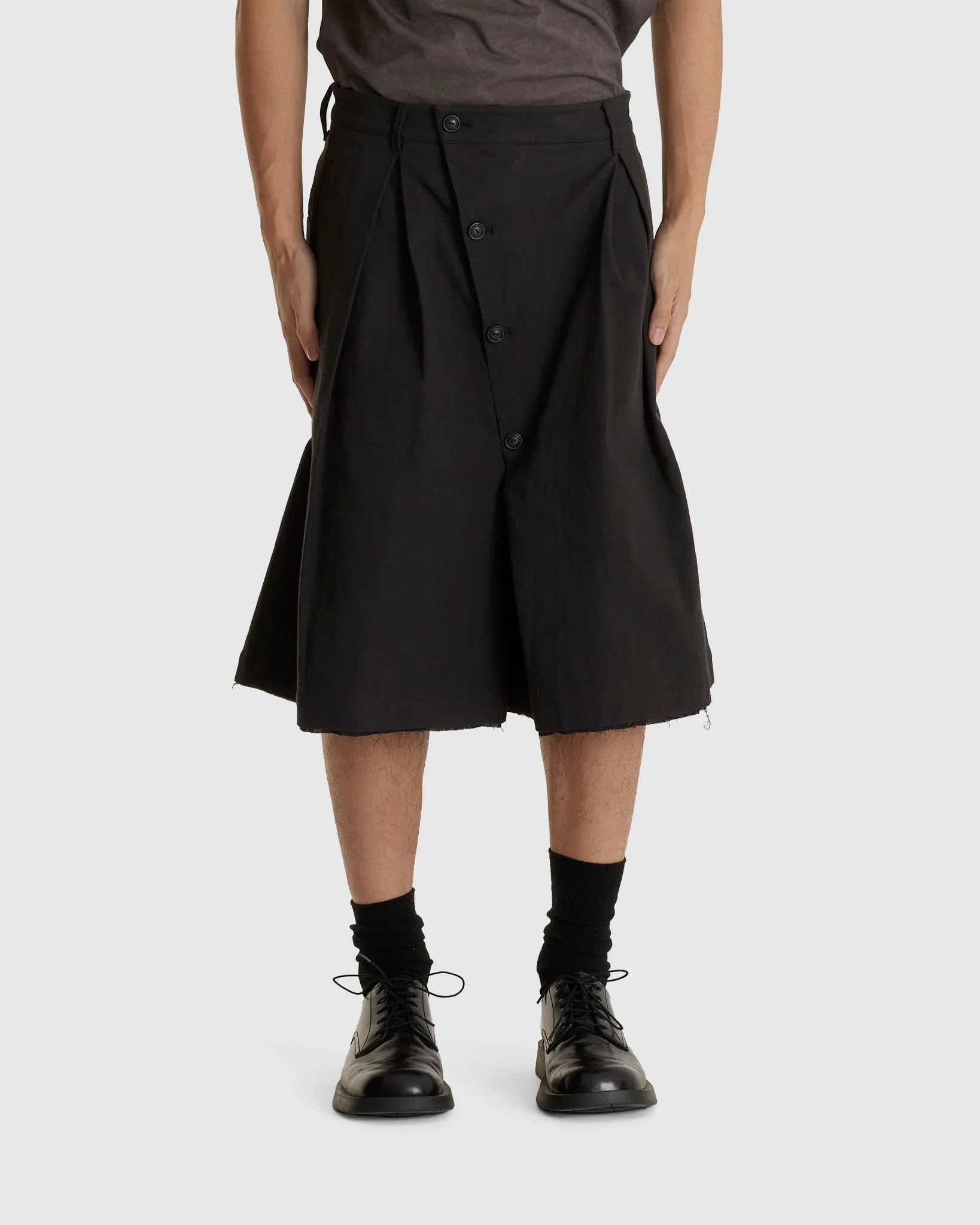 Button Draft Shorts Black