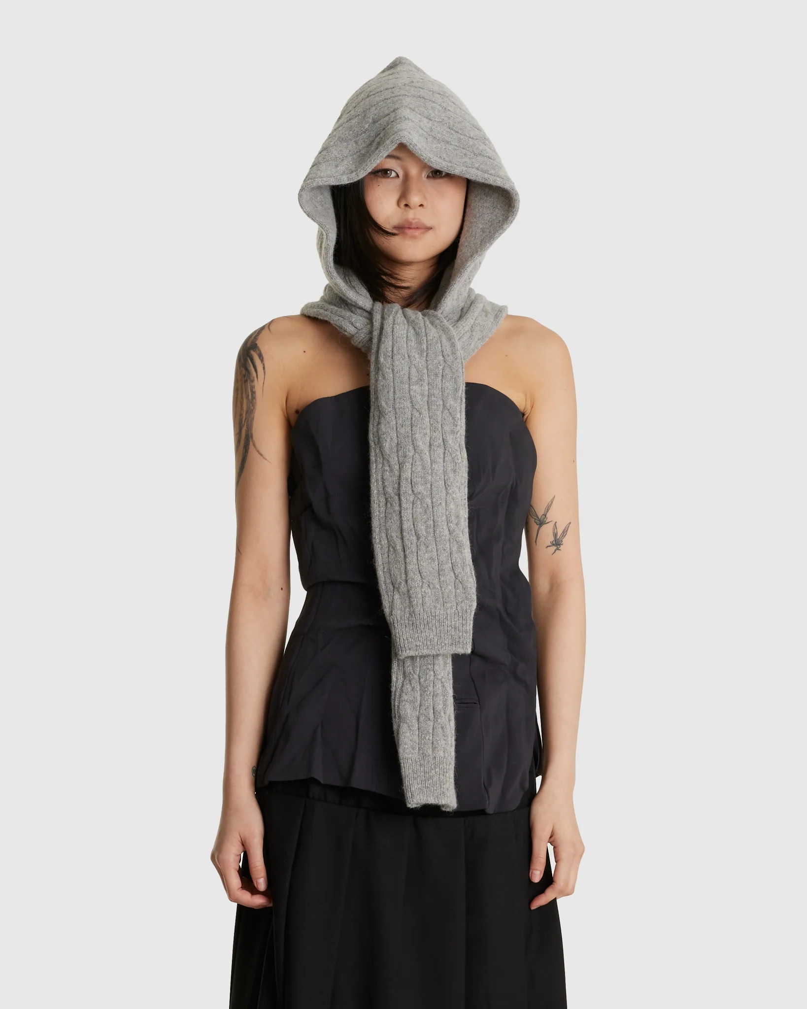 Convertible Cable Knit Hooded Scarf