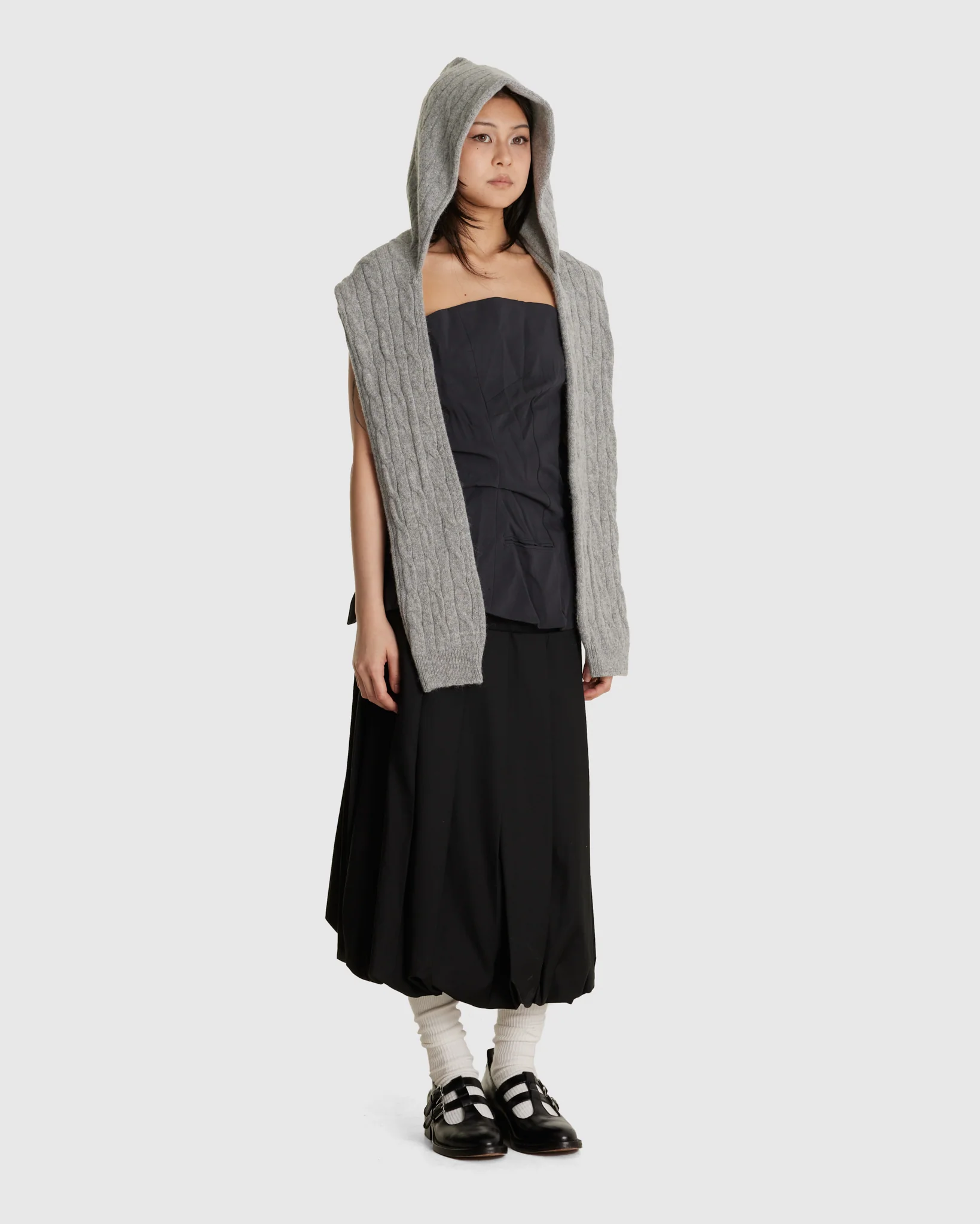 Convertible Cable Knit Hooded Scarf - Image 2