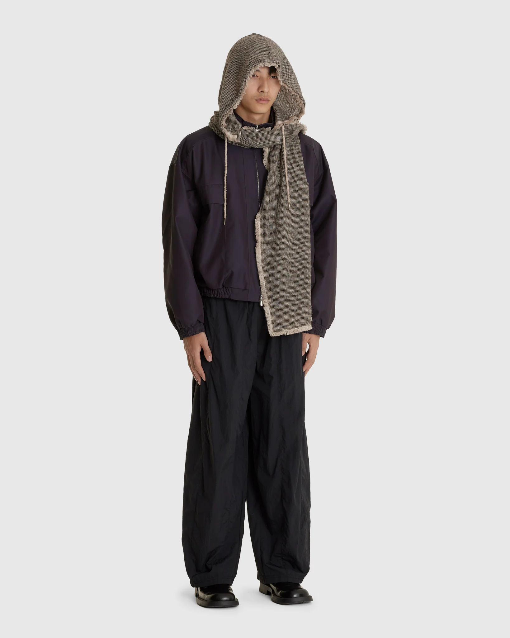 Hooded Zip Scarf Brown - Image 2