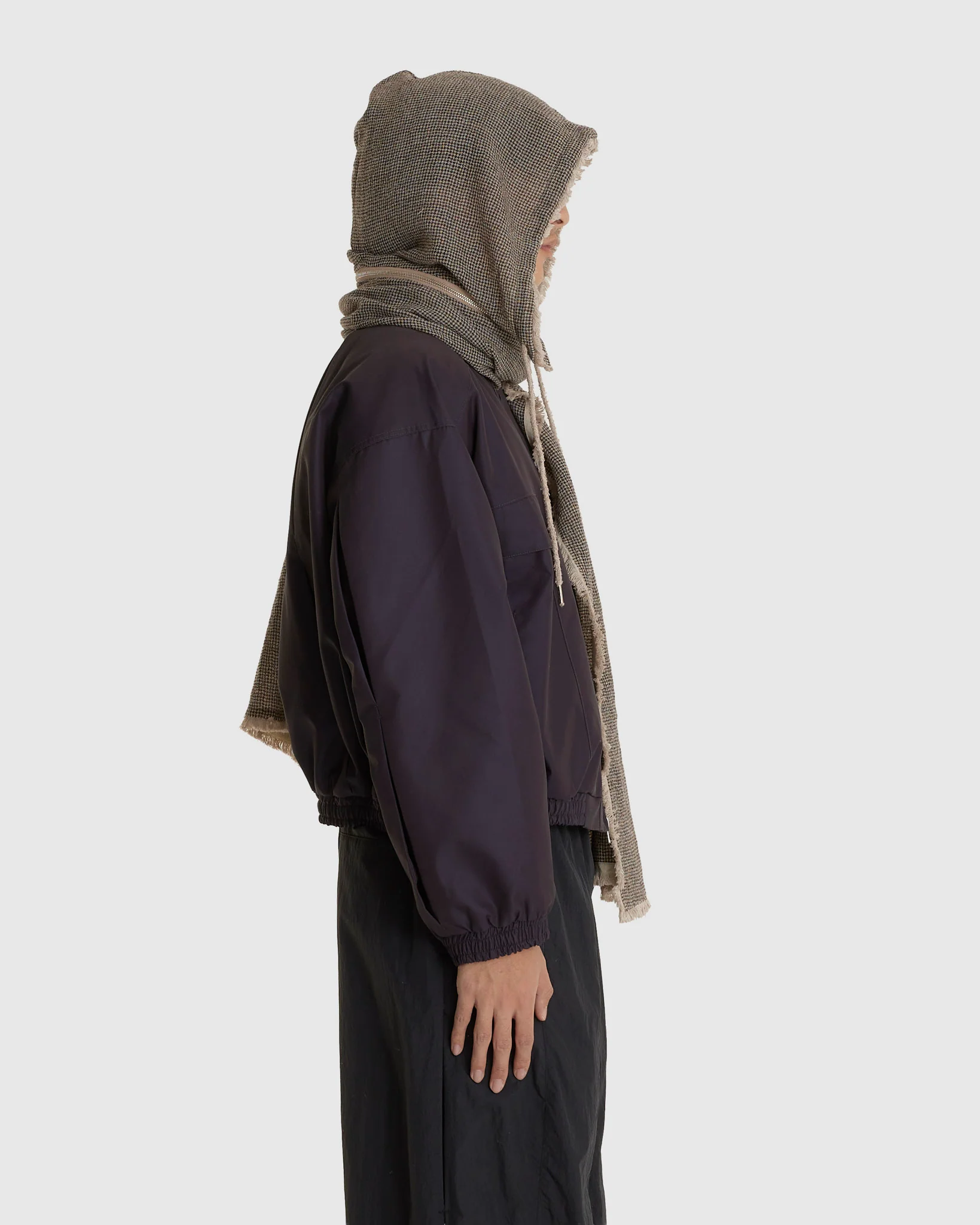 Hooded Zip Scarf Brown - Image 3
