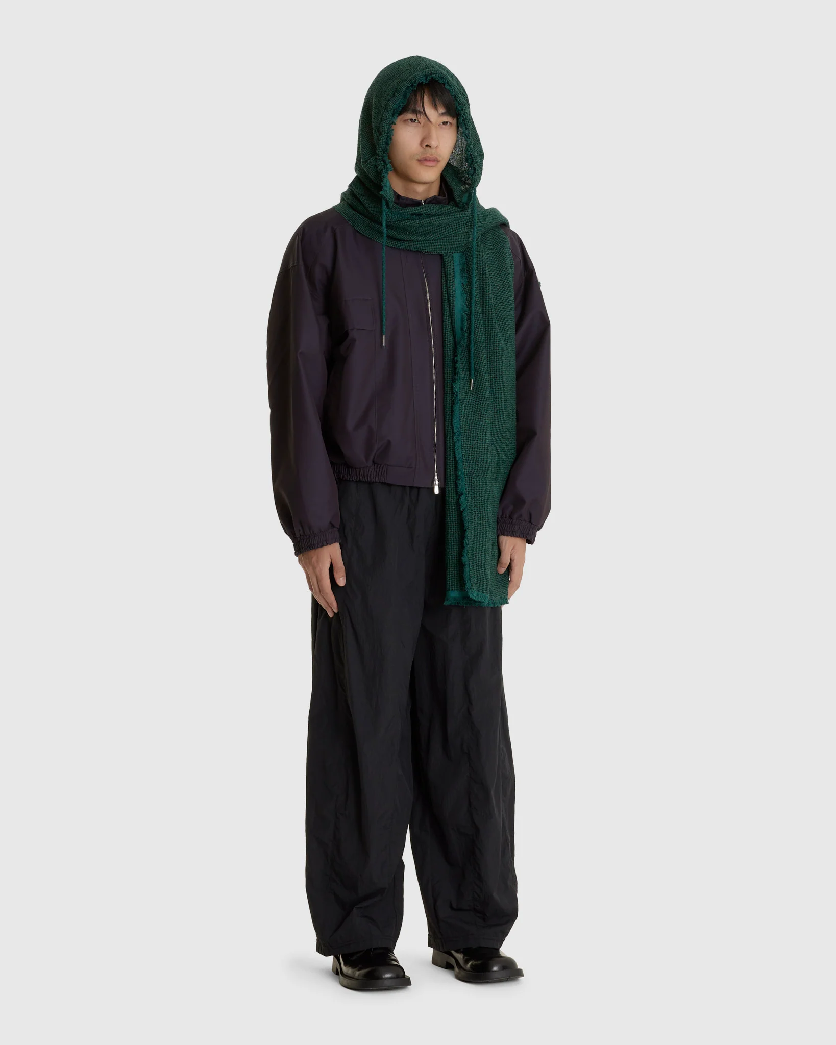Hooded Zip Scarf Green - Image 3