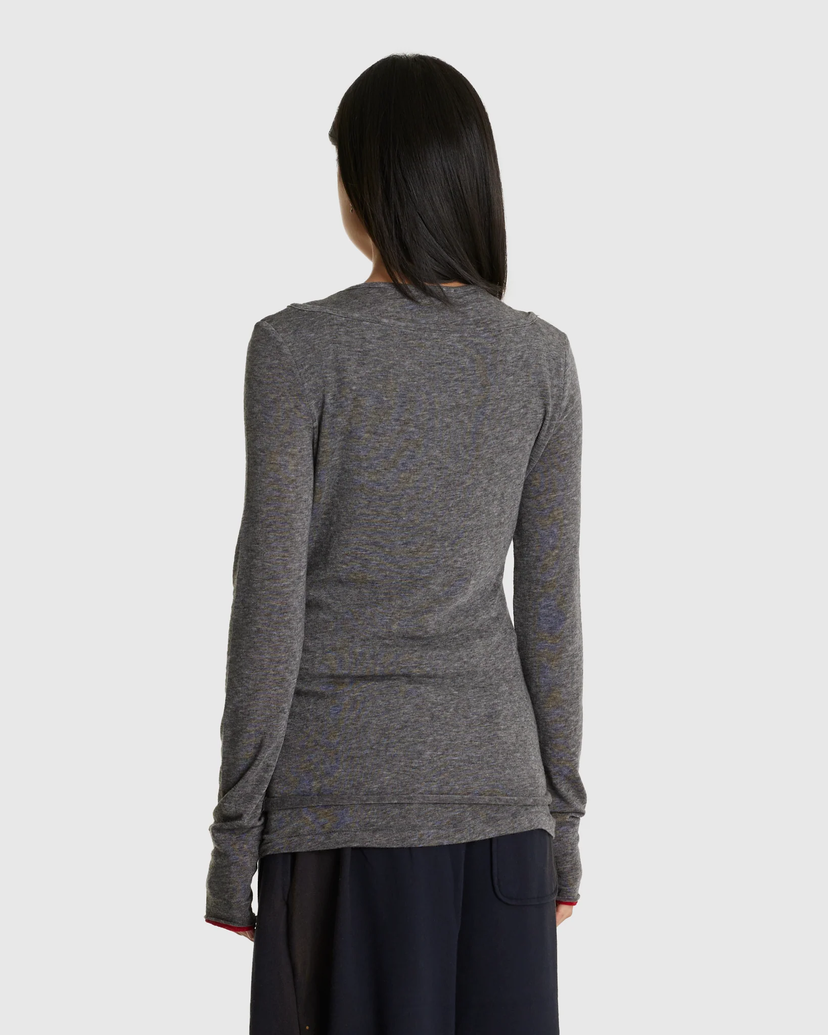 Layered Henley Lounge Tee Grey - Image 3