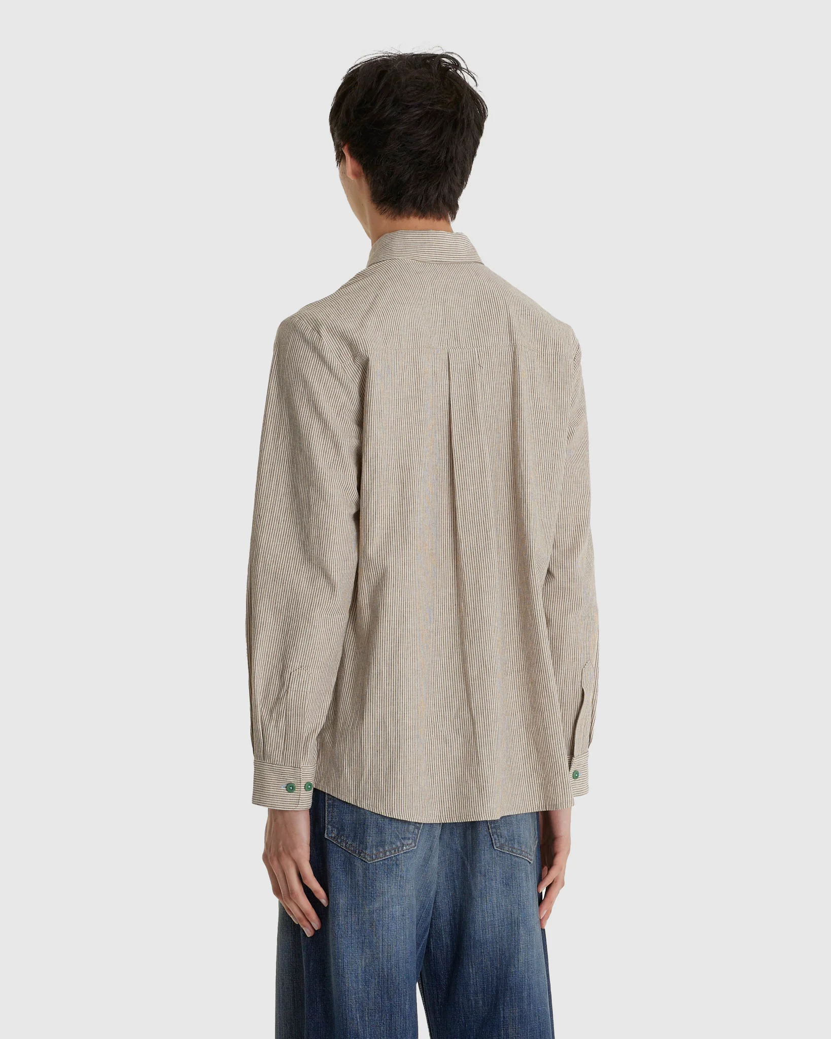 Linen Work Shirt Grey Stripe - Image 3