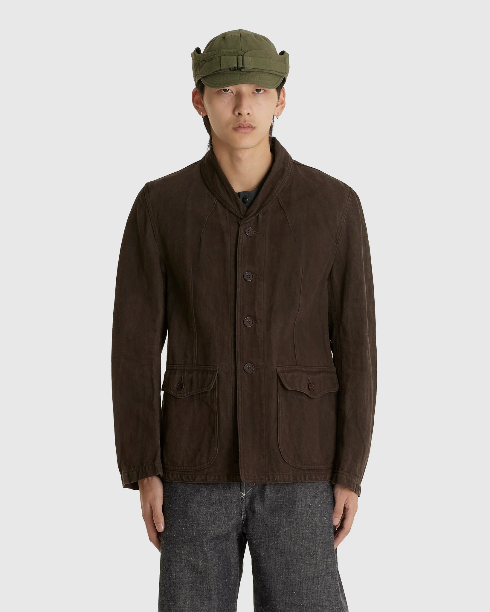 Lot. 327 Modified Shawl Collar Jacket Mud Dyed Brown