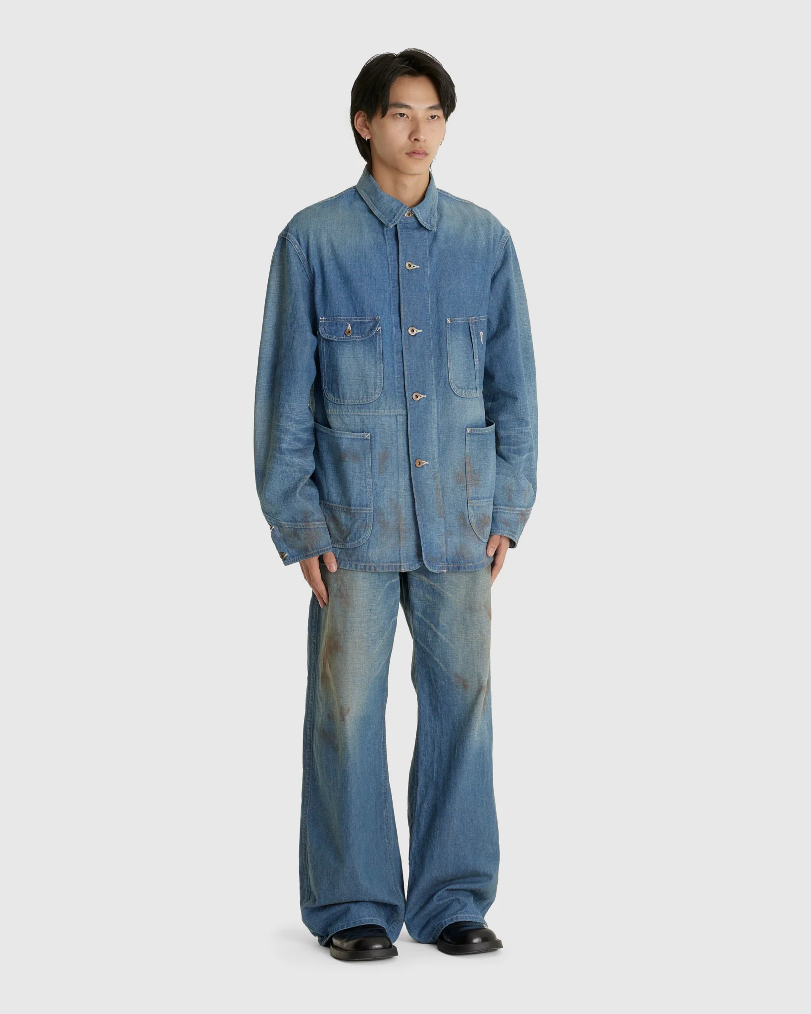 Lot. 716 Coverall Jacket With Chinstrap Damaged Indigo - Image 2