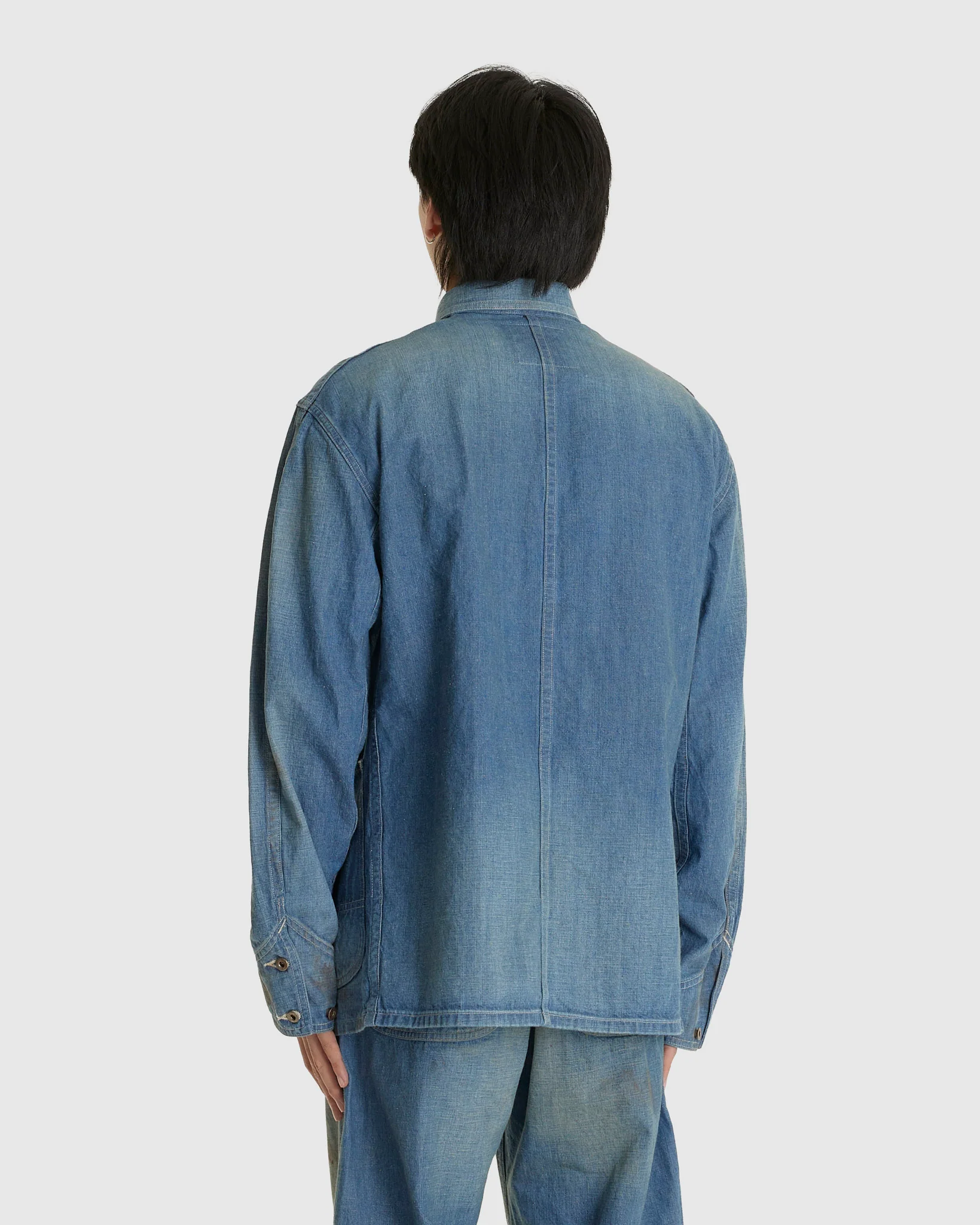 Lot. 716 Coverall Jacket With Chinstrap Damaged Indigo - Image 3
