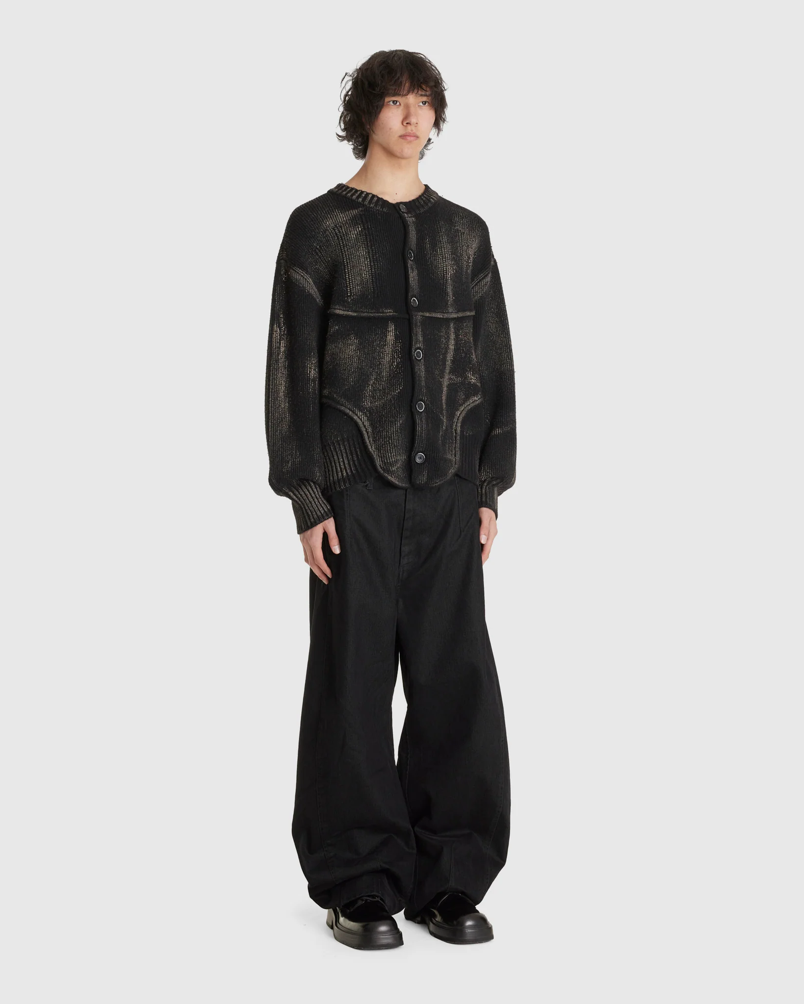 Painted Corset Knit Cardigan Black - Image 2