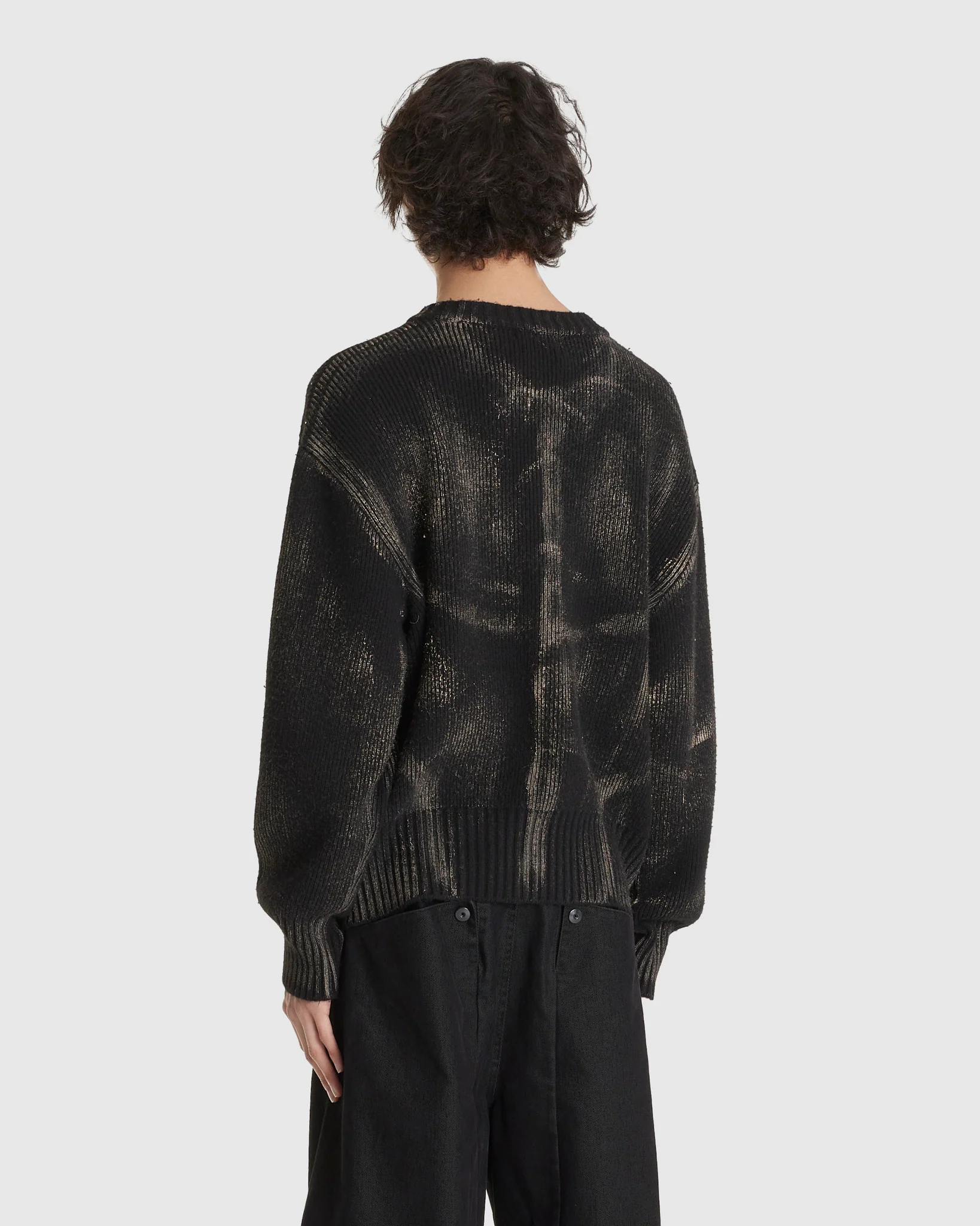 Painted Corset Knit Cardigan Black - Image 3
