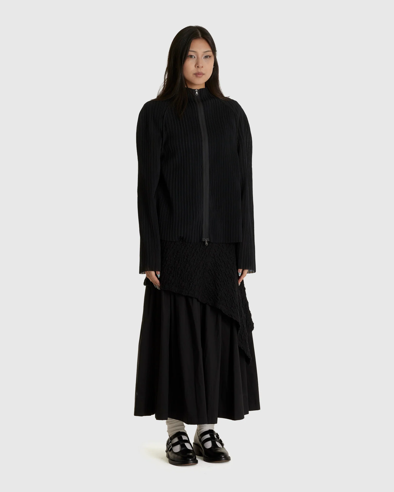 Pleats Zip Up Jumper - Image 2