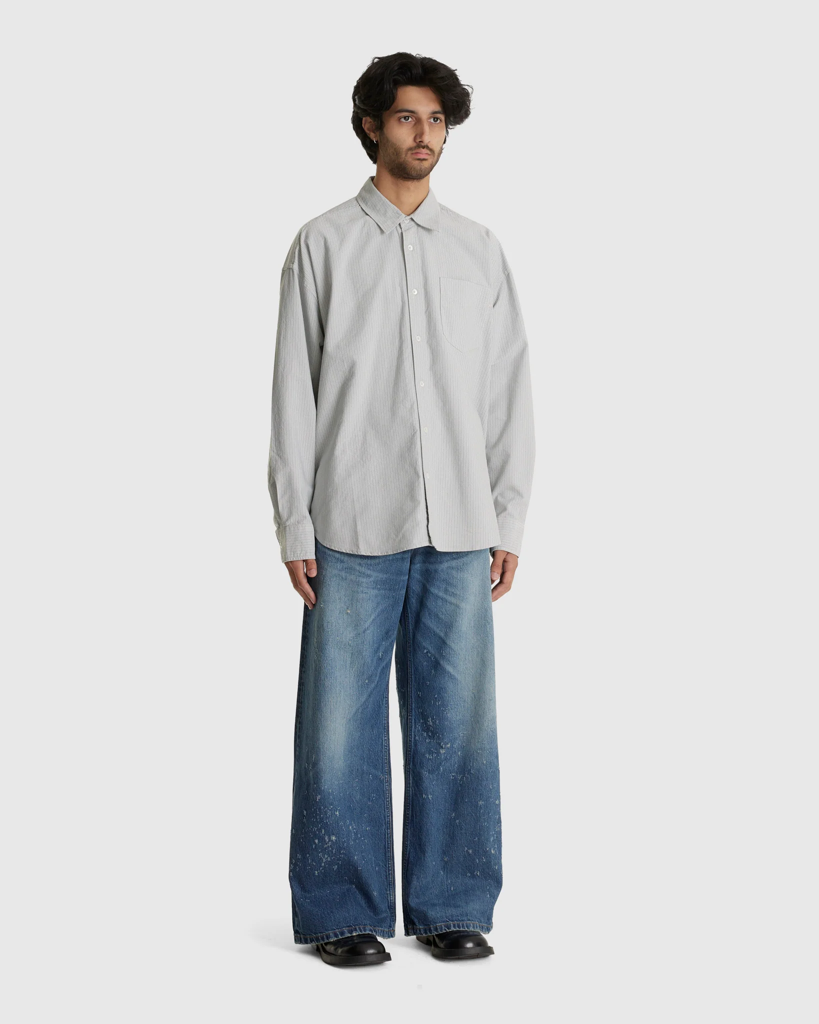 Room Shirt Cloud Grey Striped Oxford - Image 2