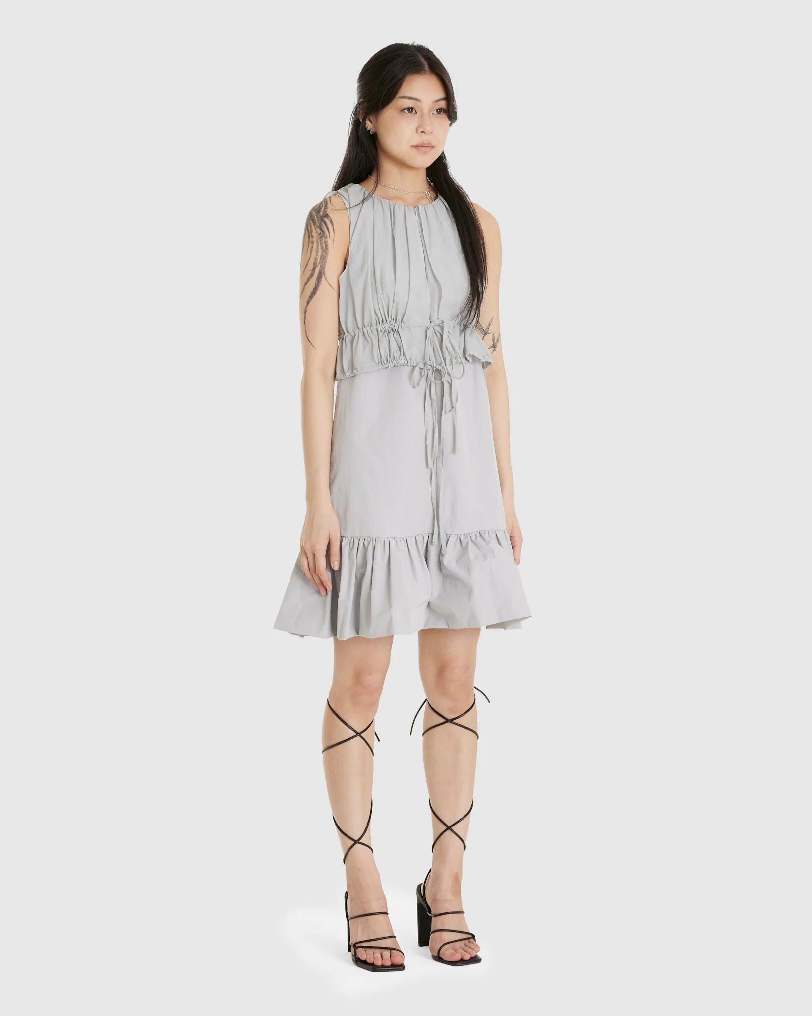 Sheer Layered Mini Dress Grey - Image 2