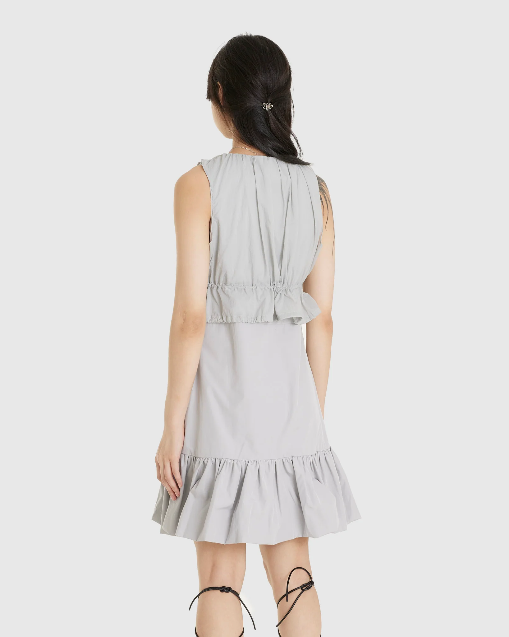 Sheer Layered Mini Dress Grey - Image 3