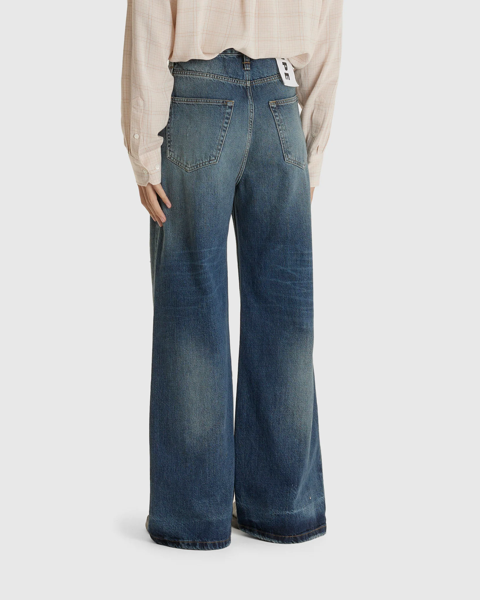 Skid Jeans Mid Blue Cross Hatch - Image 3