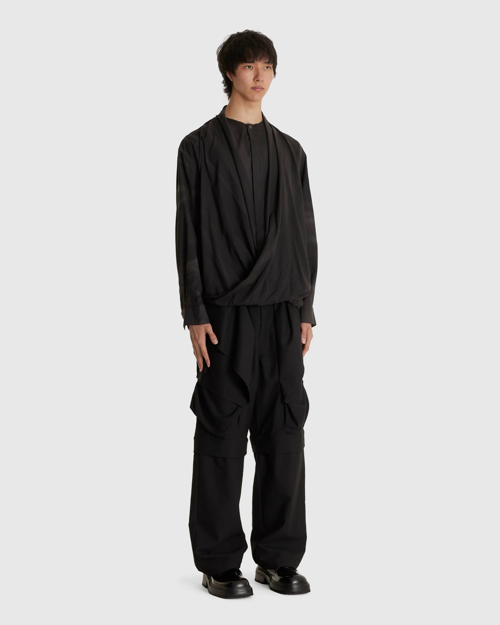 Sun-bleached Draped Shirt Black - Image 2