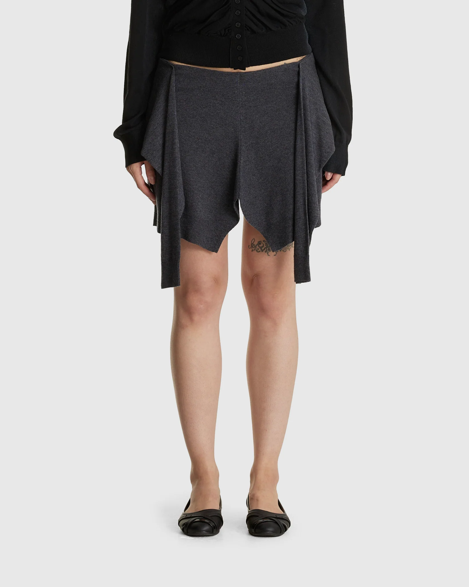 Tied Detail Layered Knit Skirt