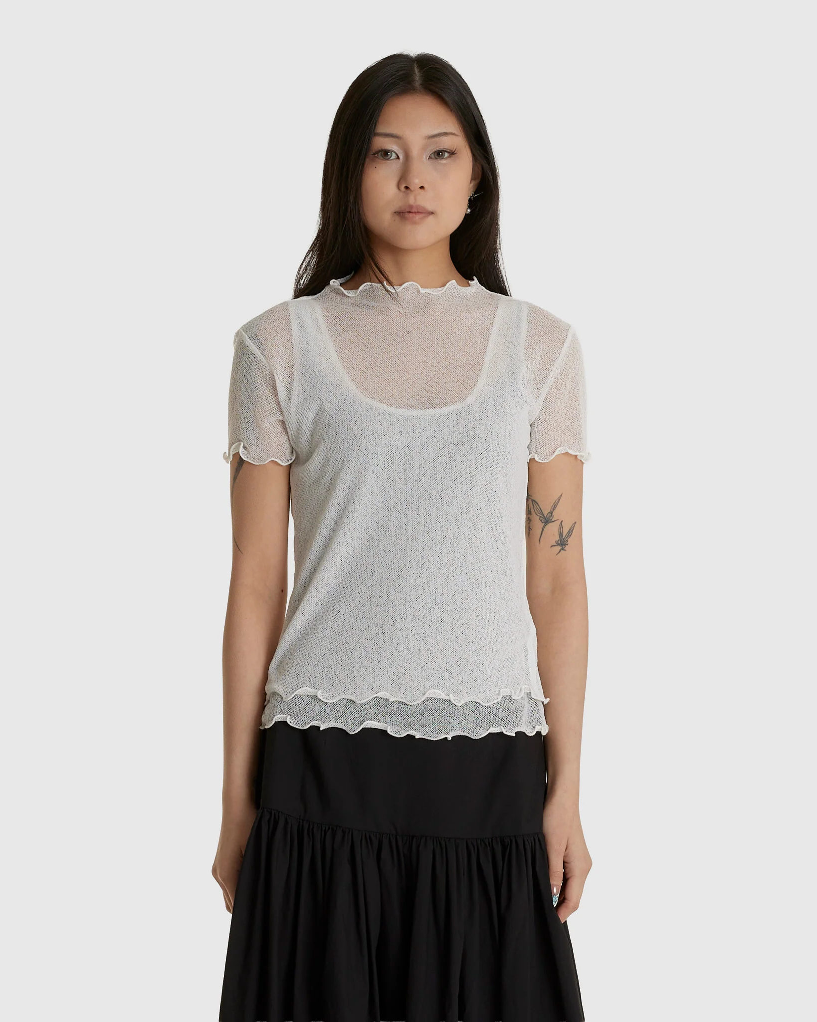 Two Layered Net Dress White