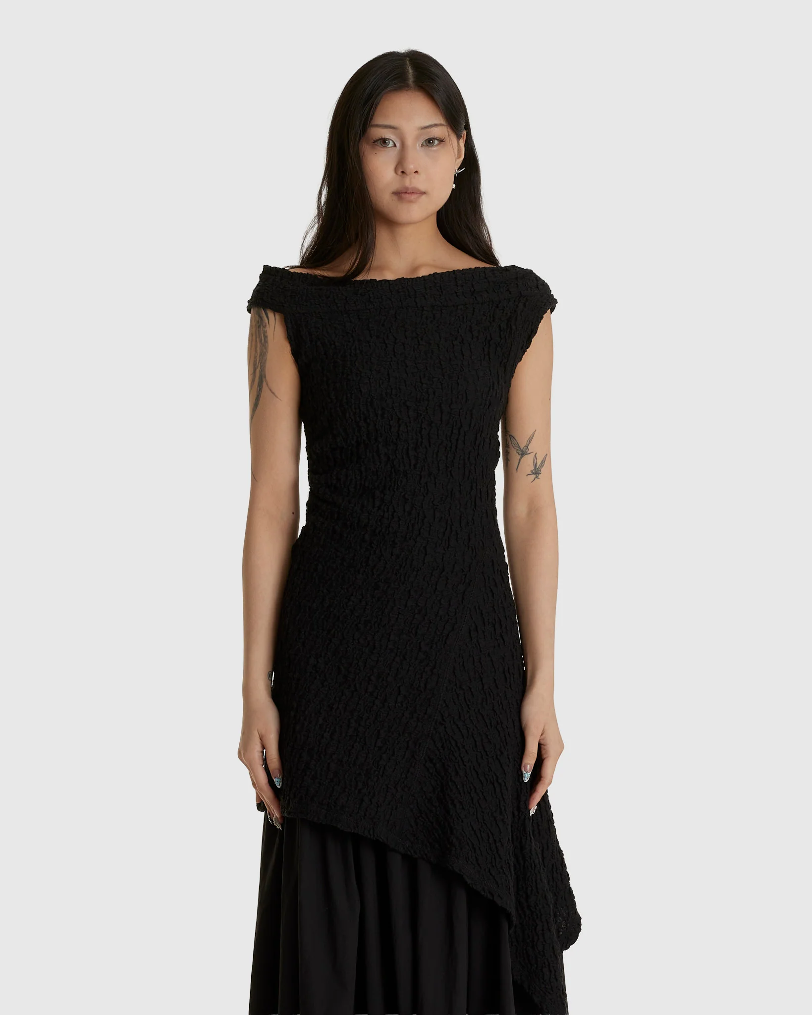 Unbalanced Mini Dress Black