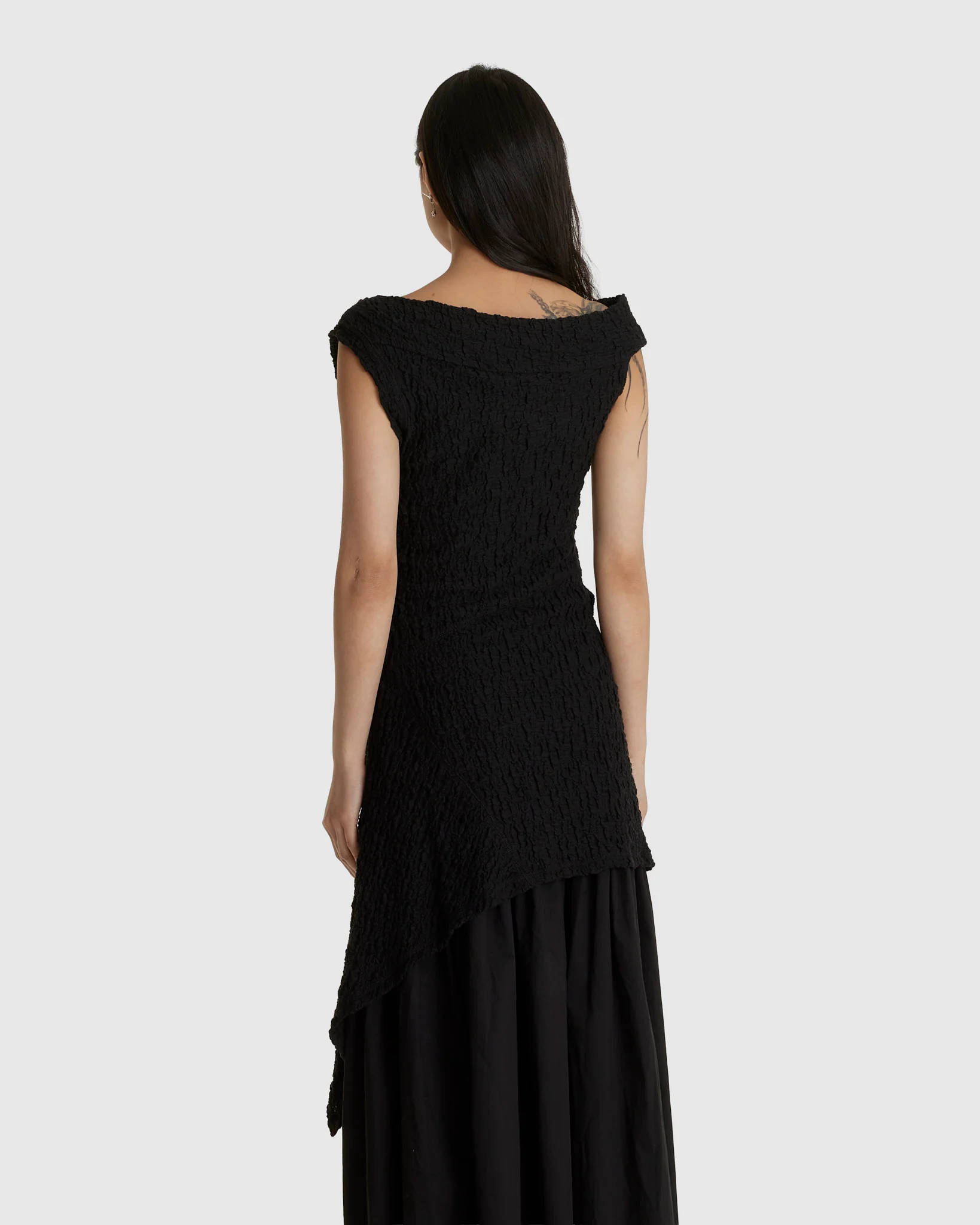 Unbalanced Mini Dress Black - Image 3