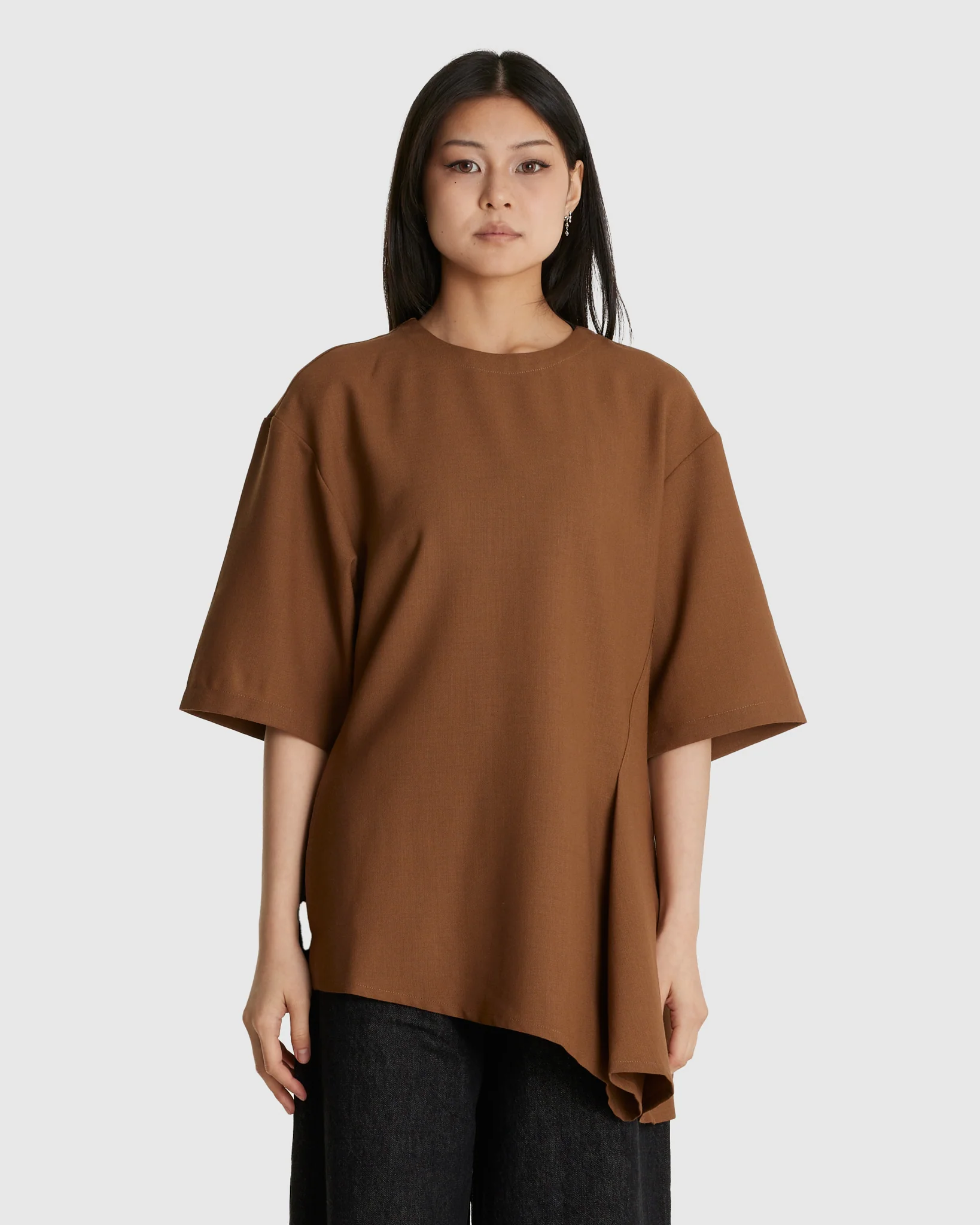 Vichy Asymmetric Hem Top Melange